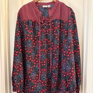 Cato Red and Blue Patterned Blouse